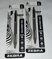 Lot Of 2 - Zebra F-701 All Metal Stainless Steel Ballpoint Pen Knurled Grip New