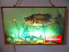 Killer 1957 Vtg Budweiser Beer Lighted Sign Large Mouth Bass Fish Fishing Lure