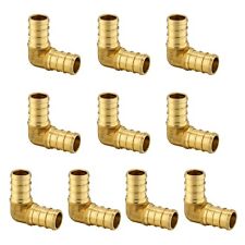 Efield 10 Pieces Pex 1 Inch X 1 Inch 90 Degree Elbow Barb Crimp Brass Fitting