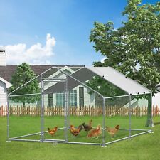 Large Metal Chicken Coop Hen Run House Spire Walk-in Poultry Cage With Cover