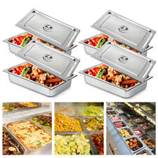 4 Pack 4deep Full Size Stainless Steel Steam Table Pans W Lids Hotel Food Prep