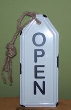 Open Closed Business Sign-vintage Style White Tin Black Letters Door Sign-new
