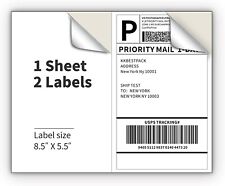 200-4000 Shipping Labels 8.5 X 5.5 Half Sheets Blank Self Adhesive 2 Per Sheet