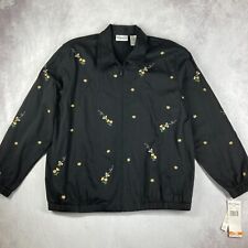 Alfred Dunner Bee Print Jacket Size 18 Embroidered Black Full Zip
