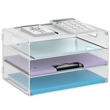 3 Tier Letter Tray Paper Organizer With Handle Mesh Desk File Organizer Pap...