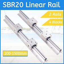 2x Sbr20 Linear Rail Shaft Rod 200-1500mm With 4pcs Sbr20uu Block Bearing Cnc