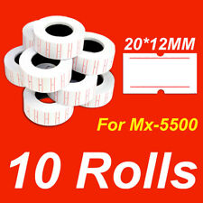 6000pcs 10 Rolls Price Gun Tag Sticker Label Refill Mx 5500 Paper White Red Line