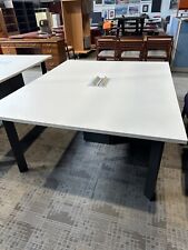 6 X 5 Conference Table In White Laminate By Haworth W Power Grommet