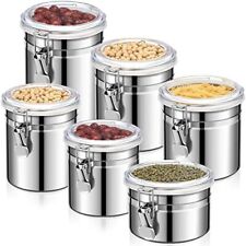6 Pcs Stainless Steel Canister Sets For Kitchen Counter Loose Tea Storage Wit...