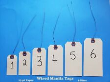 Wire Strung Manila Tags Inventory Hang Label Shipping Sizes 1 2 3 4 5 6 Wired