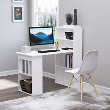 47 Modern Home Office Desk W 6-tier Shelves Writing Table W Bookshelf White