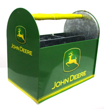 John Deere Tin Box Tool Box Desk Top Caddy Utensil Organizer Good Condition