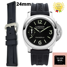 New 24mm Hq Black Soft Rubber Diver Strap Watch Band For Fits Panerai 44mm Case