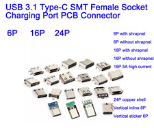 Usb 3.1 Type-c Smt Female Socket Charging Port Pcb Connector 6pin 16pin 24pin