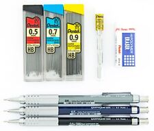 Pentel Graphgear 500 Mechanical Drafting Pencils 0.5 0.7 0.9mm Lead Erasers Lot