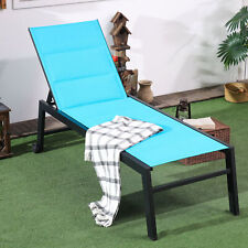Garden Adjustable Sun Lounger Chair W 2 Back Wheels Industrial Design Black