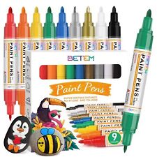 Oil Based Paint Markers Dual Tip Paint Pens0.7mm 3mm Gold Silver 9 Packs