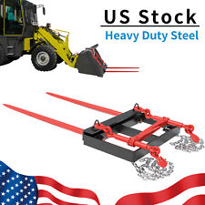 49 Hay Bale Spear Bucket Front Skid Steer Loader Tractor Dual Tine Universal