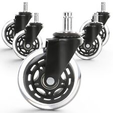 Set Of 5 Office Chair Caster Rubber Swivel Wheels Replacement Heavy Duty 3 Inch