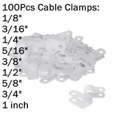 100pcs R-type Battery Cable Clamps Pack Nylon White Hose Wire P Clips Electrical