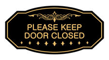 Victorian Please Keep Door Closed Sign Black Gold - Small 3 X 6