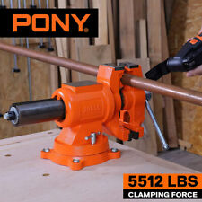 Pony 5 Inch Bench Vise 5512 Lbs Clamping Force Heavy Duty 360 Degree Swivel Base