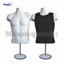 2 Pack Male Mannequin Form Hanger Stand - White Torso Body Form For T Shirt