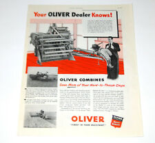 1951 Oliver Combine Print Ad Vintage 1950s Farm Agriculture 10 X 13