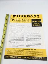 Vintage Wiedemann Turret Punch Press - Salesspecification Brochure