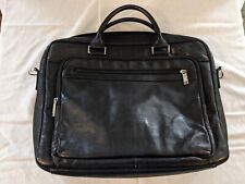 Kenneth Cole Reaction Black Leather Briefcase Laptop Portfolio Messenger Bag