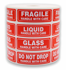 1x3 Labels Fragile Glass Liquid Drop 100 Stickers Choose The Label Style
