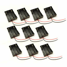 10 Pcs 3 Aa 2a Cells Battery Clip Holder Box Case With Wire Lead Black