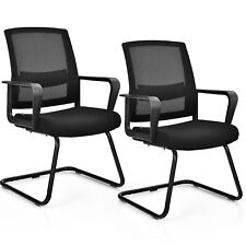 Set Of 2 Mid Mesh Back Conference Chairs Reception Chair With Lumbar Support