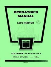 Oliver 1800 Tractor Operators Maintenance Manual