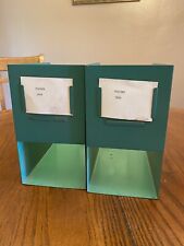 Vintage Set Of 2 Green Metal Industrial File Tray Desk Organizer