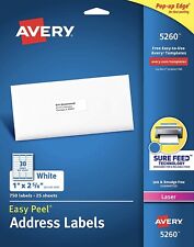 1 New Box Of 750 Avery Address Labels 51605260624081608460 White 1x 2 58