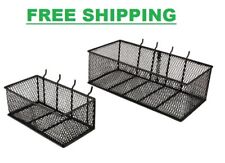 Pegboard Baskets 2 Pack Steel Wire Mesh Garage Wall Organizer Storage Bins Black