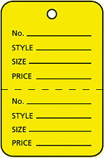 Tags Price Perforated 2000 Sale Large 1 X 2 H Two Part Yellow Unstrung