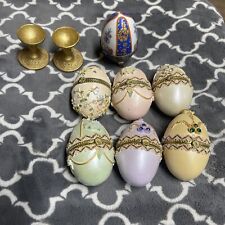 Limoges Style Hinged Trinket Boxes Egg Lot Of 7