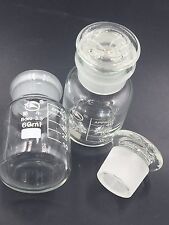 Glass Lab Reagent Bottle Wide Mouth 60 Ml 2 Oz Ground Glass Stopper New
