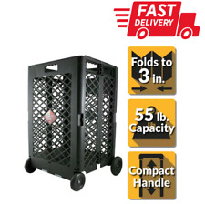 Folding Shopping Cart Rolling Storage Open Basket Carrier Grocery Laundry Wheels
