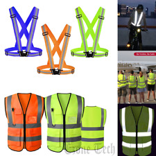 5 Pockets Safety Vest Reflective Belt Straps W High Visibility Stripes Security