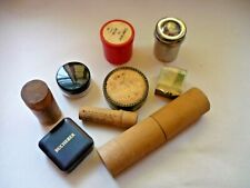 Vintage Lot Of 9 Small Boxes Tubes Wooden Plastic Tin