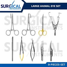 9 Pcs Large Animal Eye Set Surgical Veterinary Instruments Kit German Grade