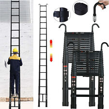 Aluminum Retractable Telescoping Ladder With 2 Detachable Hooks 20ft 10ft 16ft