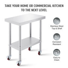 Commercial Stainless Steel Work Table W Adjustable Wheels Shelf Prep Table Set