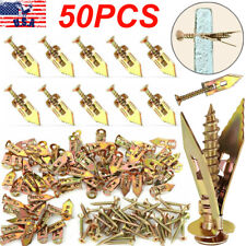 50x Self Drilling Anchors Screws Drywall Carbon Steel Hollow Wall Hook Expansion