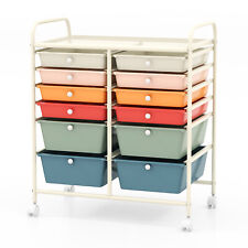 12-drawer Rolling Storage Cart Organizer Cart W 2 Sizes Plastic Drawers Macaron