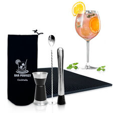 Professional Bar Set Spill Mat 12x18 Muddler Spoon Jigger Bartender Mixology