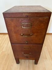 Shaw Walker Vintage Solid Wood Two Drawer File Cabinet With Adjustable Back